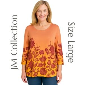 JM Collection - Floral Ombre Top - Size Large - NWT